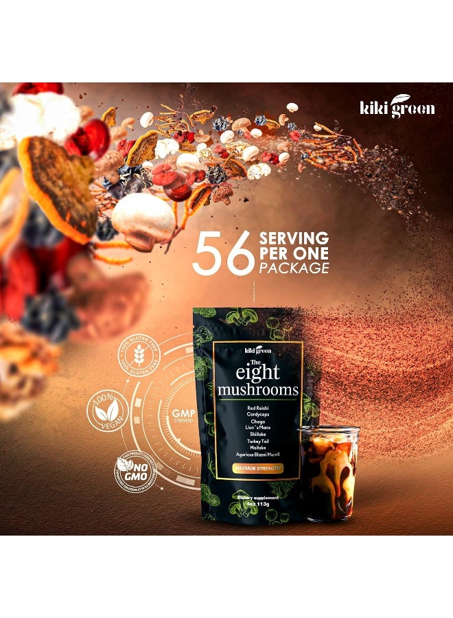 KIKI Green Mushroom Powder Extract - The 8 Mushrooms Supplement Blend for Coffee & Smoothie - Image 4